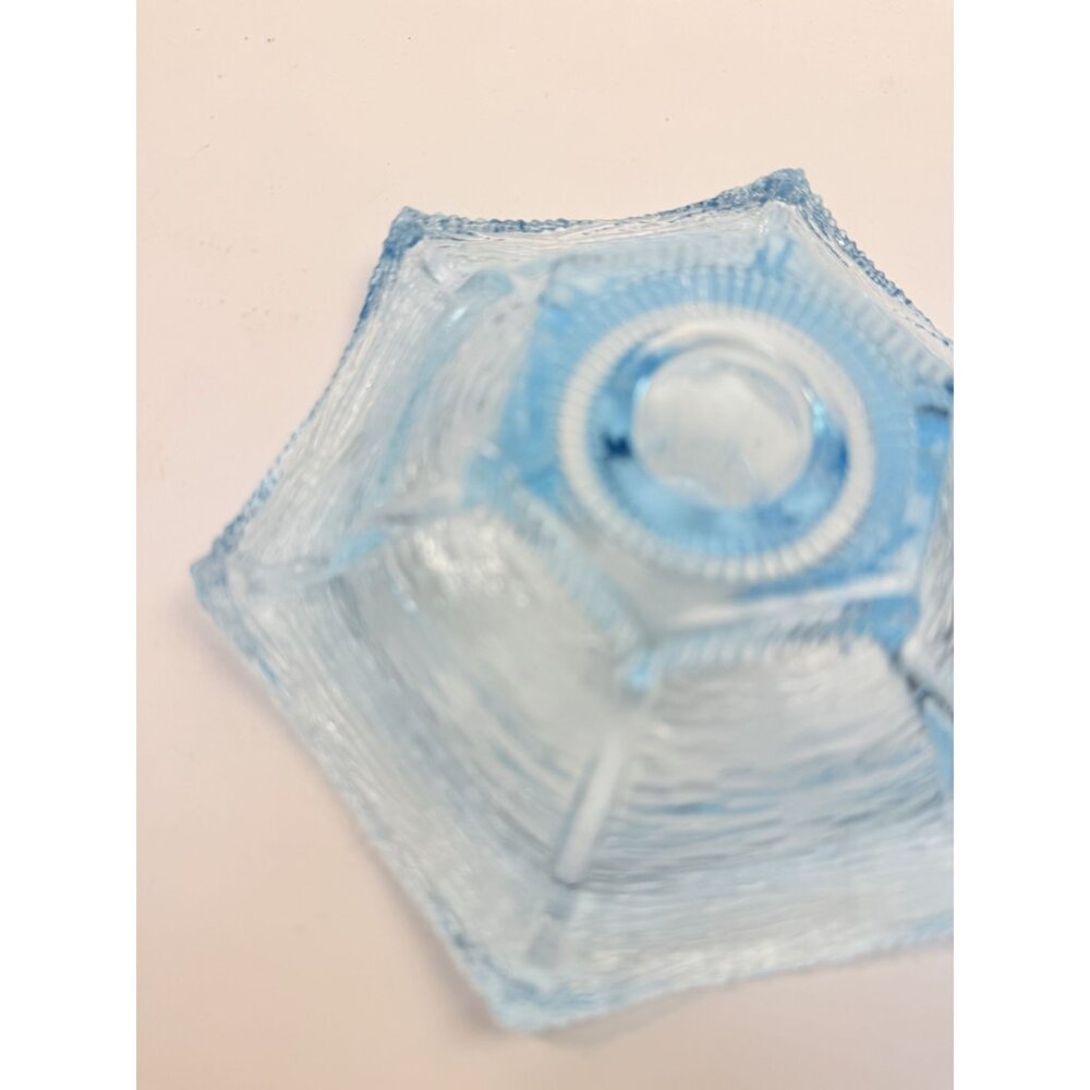 Taper Candle Holder LE Smith Pagoda Light Ice Blue Textured Glass Candleholder - Picture 4 of 16